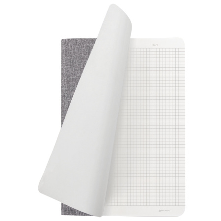 Тетрадь 60 л. в клетку обложка кожзам под рогожку, сшивка, B5 (179х250мм), СЕРЫЙ, BRAUBERG HARMONY, 403839 - Тетради более 60 листов