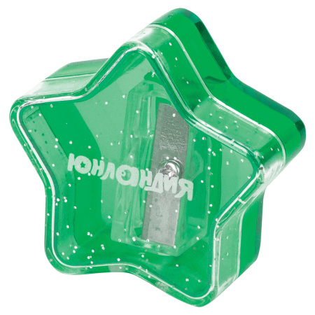 Точилка ЮНЛАНДИЯ "Звездочка", с контейнером, пластиковая, корпус ассорти, 228453 - Точилки ручные