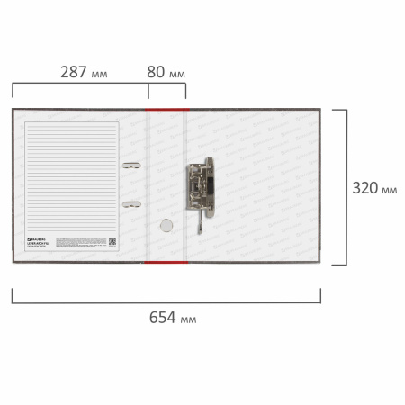 Папка-регистратор BRAUBERG, усиленный корешок, мраморное покрытие, 80 мм, с уголком, красная, 228029 - Папки-регистраторы с арочным механизмом