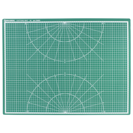 Коврик (мат) для резки BRAUBERG, 3-слойный, А2 (600х450 мм), двусторонний, толщина 3 мм, зеленый, 236903 - Коврики настольные для резки