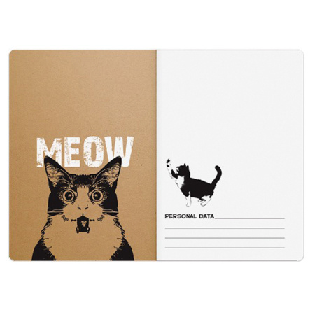 Тетрадь ЕВРО А5 40 л., BRUNO VISCONTI сшивка, клетка, крафт картон, бежевая бумага 70 г/м2, "КОТИК-ДАЙ ПЯТЬ", 7-40-081 - Тетради 40-48 листов