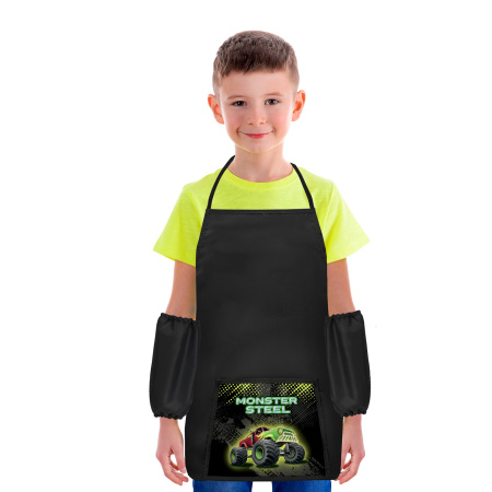 Фартук с нарукавниками для уроков труда ПИФАГОР, 1 карман, 44x55 см, "Monster steel", 270925 - Аксессуары для рисования