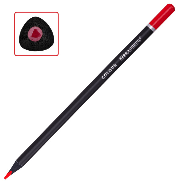 Карандаши цветные чёрное дерево BRAUBERG BLACK WOOD, 12 цветов, трехгранный корпус, грифель мягкий 3 мм, 181948 - Карандаши цветные