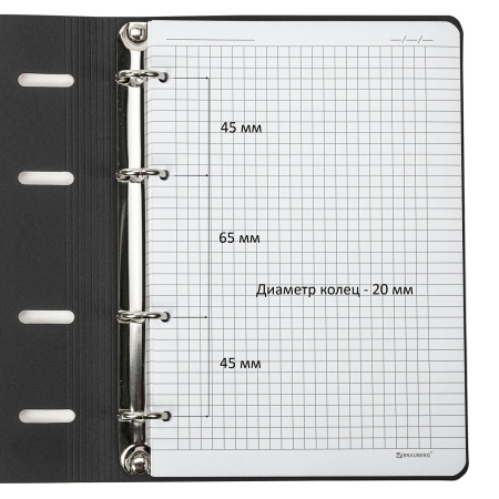 Тетрадь на кольцах А5 (180х220 мм), 80 листов, под кожу, клетка, BRAUBERG VISTA, Inspiration, 112124 - Тетради на кольцах и сменные блоки к ним