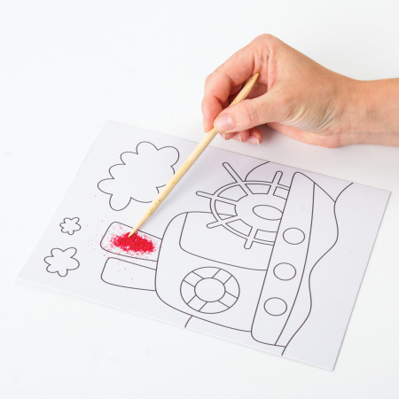 Набор для творчества "Картина из цветного песка", "Транспорт", 2 самоклеящиеся основы 20х15 см, 662367 - Изготовление фресок