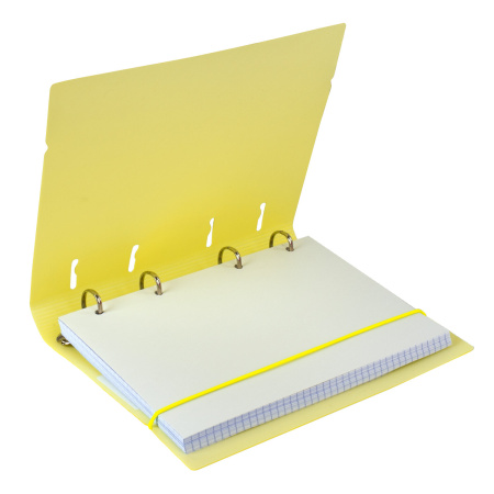 Тетрадь на кольцах А5 175х220 мм, 120 л., пластик, клетка, с резинкой, BRAUBERG, желтая, 403570 - Тетради на кольцах и сменные блоки к ним