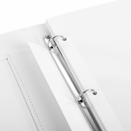 Фотоальбом BRAUBERG свадебный, 20 магнитных листов 30х32 см, обложка под фактурную кожу, на кольцах, белый, 390691 - Фотоальбомы