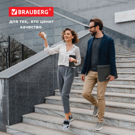Папка на молнии пластиковая BRAUBERG, А4, 350х282х33 мм, 2 отделения, 4 кармана, бизнес-класс, черная, 225166 - Папки пластиковые с отделениями