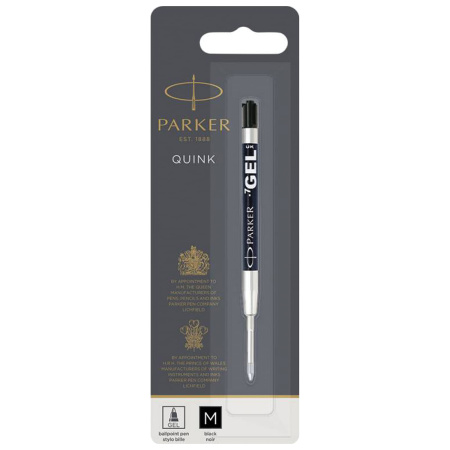 Стержень гелевый PARKER "Quink Gel", металлический, 98 мм, узел 0,7 мм, блистер, черный, 1950344 - Стержни для ручек гелевых