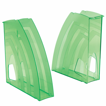 Лотки вертикальные для бумаг, КОМПЛЕКТ 4 шт., 240х70х270 мм, тонированный зеленый, BRAUBERG "Ultra", 237236 - Лотки вертикальные (стойки-уголки)