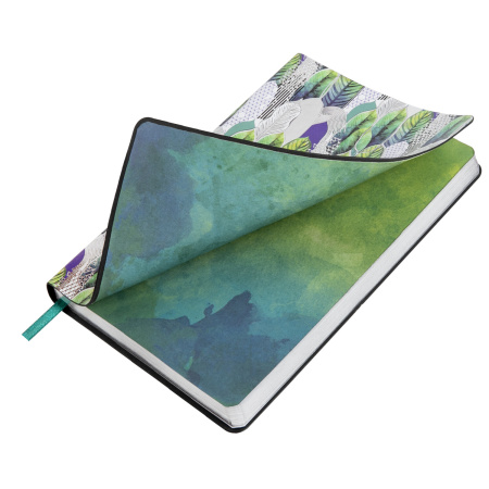 Ежедневник недатированный А5 (138х213 мм), BRAUBERG VISTA, под кожу, гибкий, фольга, 136 л., "Forest", 112029 - Ежедневники с покрытием "под кожу и ткань"