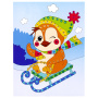 Набор для творчества "Аппликация из страз самоклеящаяся", "На санках", 20х15 см, ЮНЛАНДИЯ, 662378 - Создание аппликаций