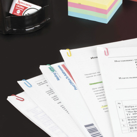 Скрепки BRAUBERG, 28 мм, цветные, 100 шт., в пластиковой коробке, 221111 - Скрепки канцелярские