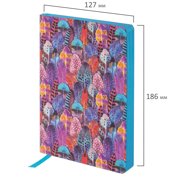 Ежедневник недатированный B6 (127х186 мм), BRAUBERG VISTA, под кожу, гибкий, 136 л., "Feathers", 112113 - Ежедневники с покрытием "под кожу и ткань"