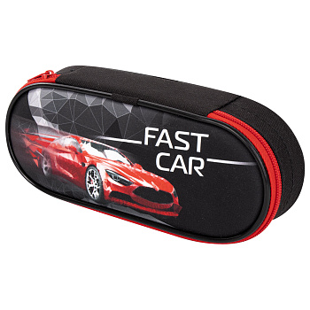 Пенал-футляр BRAUBERG, 1 отделение, ткань, 21x9x5 см, Fast car, 270376
