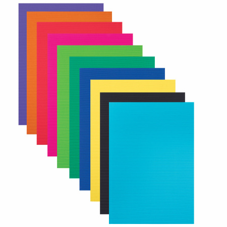 Цветной картон А4, ГОФРИРОВАННЫЙ, 10 листов, 10 цветов, 180 г/м2, ОСТРОВ СОКРОВИЩ, 129878 - Цветной и белый картон