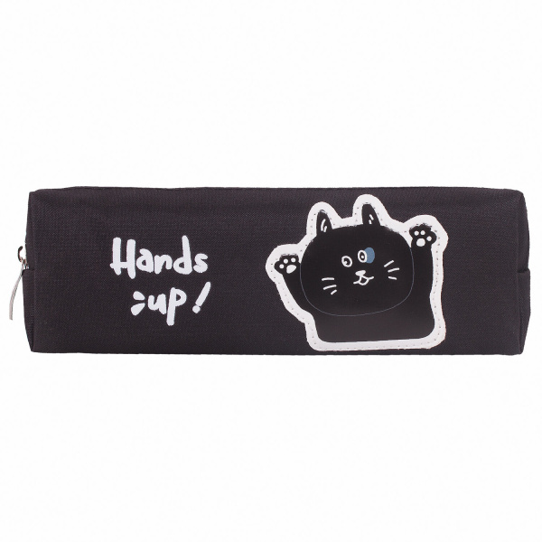 Пенал ЮНЛАНДИЯ, 1 отделение, полиэстер, "Cat", черный, 19х4х6 см, 270279 - Пеналы мягкие
