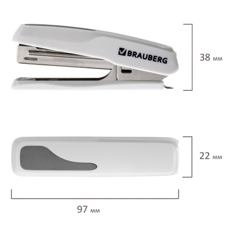 Степлер №10 BRAUBERG "Extra", до 20 листов, антистеплер, серый, 229083 - Степлеры настольные