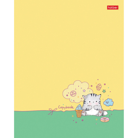 Тетрадь А5 48 л. HATBER скоба, клетка, фактурное тиснение, "Кот Пирожок", 1 шт, 48Т5тВ1 - Тетради 40-48 листов