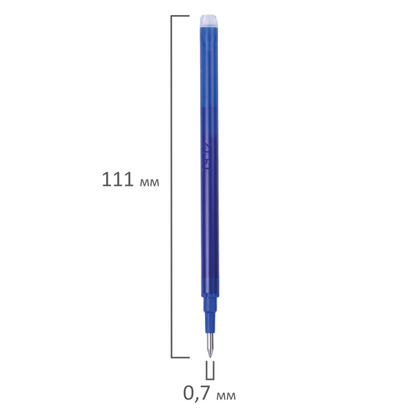 Стержень стираемый гелевый BRAUBERG 111 мм, СИНИЙ, евронаконечник, узел 0,7 мм, линия письма 0,5 мм, 170370 - Стержни для ручек гелевых