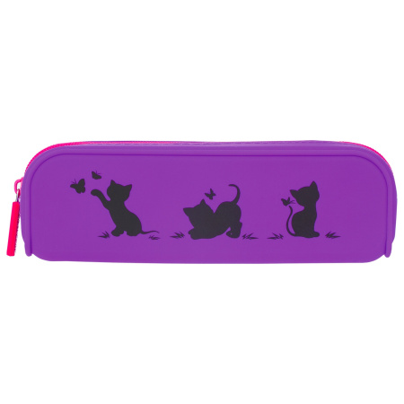 Пенал-косметичка BRAUBERG, силикон, "Kittens", 20х5х6 см, 229028 - Пеналы мягкие