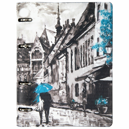 Тетрадь на кольцах А5 (180х220 мм), 80 листов, под кожу, клетка, BRAUBERG VISTA, Town, 112121 - Тетради на кольцах и сменные блоки к ним