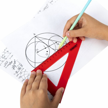 Треугольник пластиковый 30х18 см, ПИФАГОР, непрозрачный, ассорти, 210794 - Треугольники