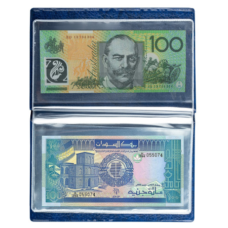 Альбом нумизмата для 24 бон (купюр), 125х185 мм, ПВХ, синий, STAFF, 238079 - Альбомы для монет и купюр