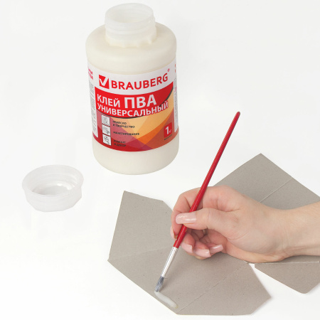 Клей ПВА BRAUBERG, 1 кг, универсальный (бумага, картон, дерево), 600983 - Клей ПВА