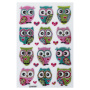 Наклейки зефирные "Совы", многоразовые, с блестками, 10х15 см, ЮНЛАНДИЯ, 661834 - Наклейки