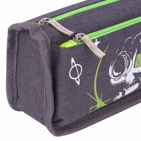Пенал ЮНЛАНДИЯ, 2 отделения, полиэстер, "Cosmonaut", серый, 21х6х9 см, 270275 - Пеналы мягкие