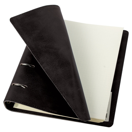 Тетрадь на кольцах А5 (180х220 мм), 120 листов, под кожу, клетка, BRAUBERG "Main", черный, 402004 - Тетради на кольцах и сменные блоки к ним