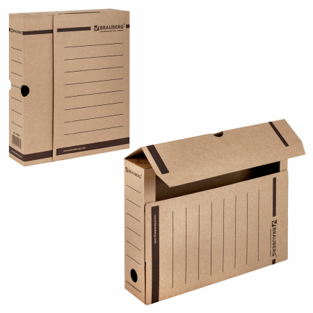Короб архивный с клапаном А4 (260х325 мм), 75 мм, до 700 листов, плотный, микрогофрокартон, BRAUBERG, 126509 - Накопители документов