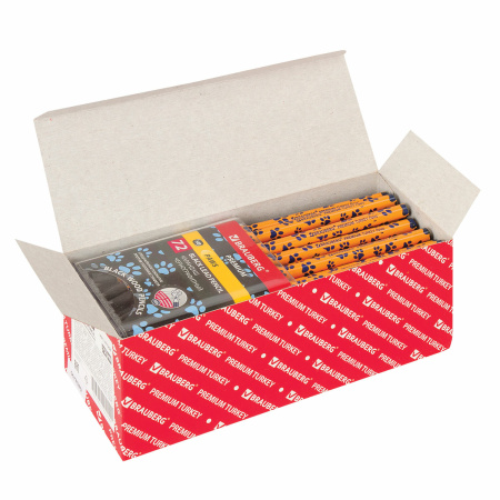 Карандаш чернографитный BRAUBERG "PREMIUM TURKEY", 1 шт., "Paws", НВ, ассорти, дисплей, 181566 - Карандаши чернографитные