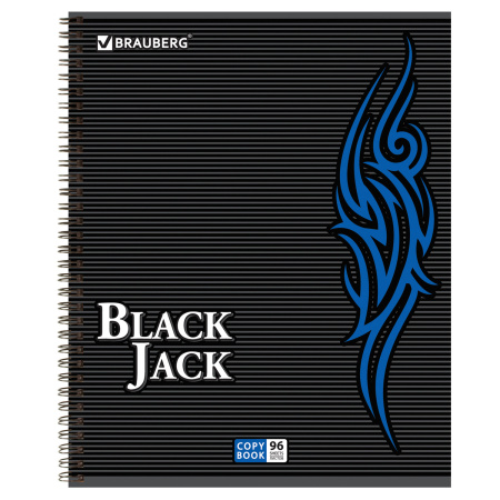 Тетрадь А5, 96 л., BRAUBERG, гребень, клетка, выборочный лак, "БЛЭК ДЖЭК", 401850 - Тетради более 60 листов