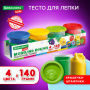 Пластилин-тесто для лепки BRAUBERG KIDS, 4 цвета, 560 г, яркие классические цвета, крышки-штампики, 106715 - Пластилин