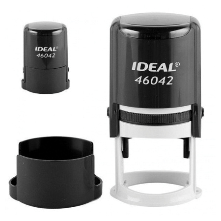 Оснастка для печатей, оттиск D=42 мм, синий, TRODAT IDEAL 46042, корпус черный, крышка, подушка, 125308 - Оснастки для печатей