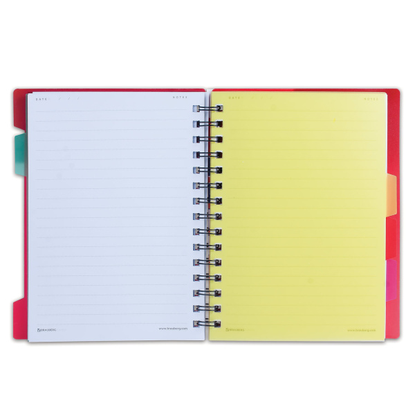 Тетрадь-блокнот 120 л., A5, 170x215 мм, BRAUBERG, линия, гребень, обложка пластиковая, 4 разделителя, "Rich", 401791 - Тетради-блокноты