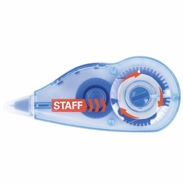 Корректирующая лента STAFF PROFIT, 5 мм х 6 м, механизм перемотки, корпус голубой, блистер, европодвес, 271254 - Корректирующие ленты