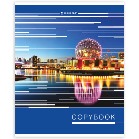Тетрадь А5, 48 л., BRAUBERG скоба, клетка, металлизированный картон, ГОРОДА МИРА, 403044 - Тетради 40-48 листов