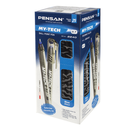 Ручка шариковая масляная PENSAN "My-Tech", СИНЯЯ, игольчатый узел 0,7 мм, линия письма 0,35 мм, 2240 - Ручки шариковые неавтоматические
