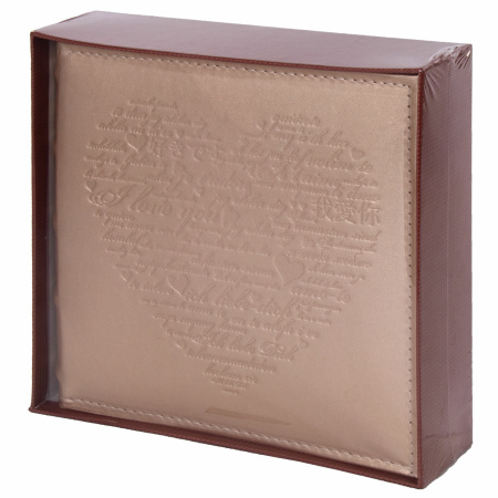 Фотоальбом BRAUBERG "I love you" на 200 фото 10х15 см, под кожу, бумажные страницы, переплет, бокс, 391175 - Фотоальбомы