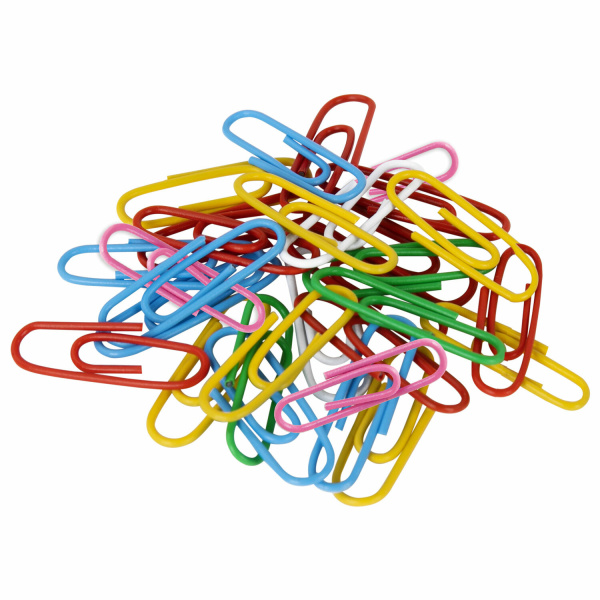 Скрепки STAFF 28 мм, цветные, 70 штук, 271708 - Скрепки канцелярские