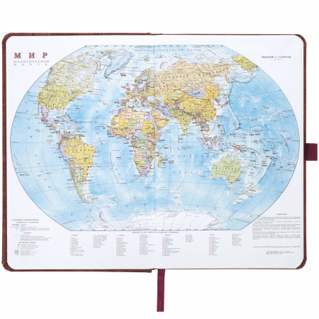 Ежедневник недатированный А5 (138x213 мм) BRAUBERG "Wood", кожзам, резинка, 136 л., бордовый, 111675 - Ежедневники с покрытием "под кожу и ткань"