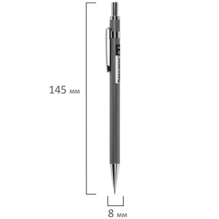 Карандаш механический 0,5 мм + грифели HB 12 штук на блистере, BRAUBERG "CHROME", 181969 - Карандаши механические