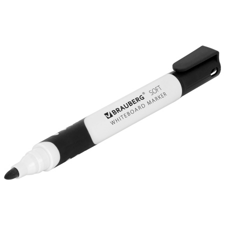 Маркеры стираемые для белой доски НАБОР 4 ЦВЕТА, BRAUBERG "SOFT", 5 мм, резиновая вставка, 151252 - Маркеры для досок