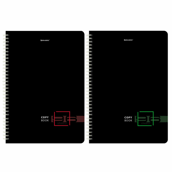 Тетради КОМПЛЕКТ 2 шт., А4, 96 л., BRAUBERG гребень, клетка, глянцевый лак, "Dark", 404390 - Тетради формата А4