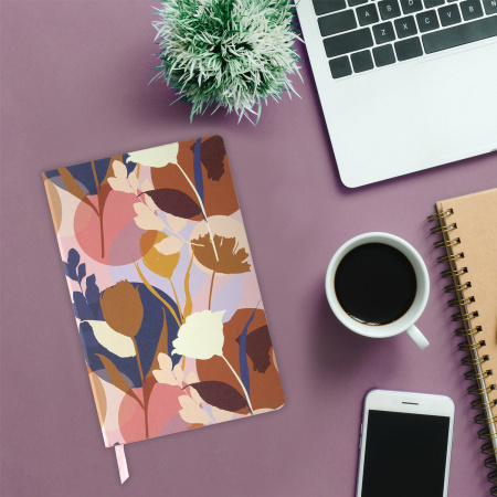 Ежедневник недатированный А5 (138х213 мм), BRAUBERG VISTA, под кожу, гибкий, 136 л., "Blossom", 112014 - Ежедневники с покрытием "под кожу и ткань"