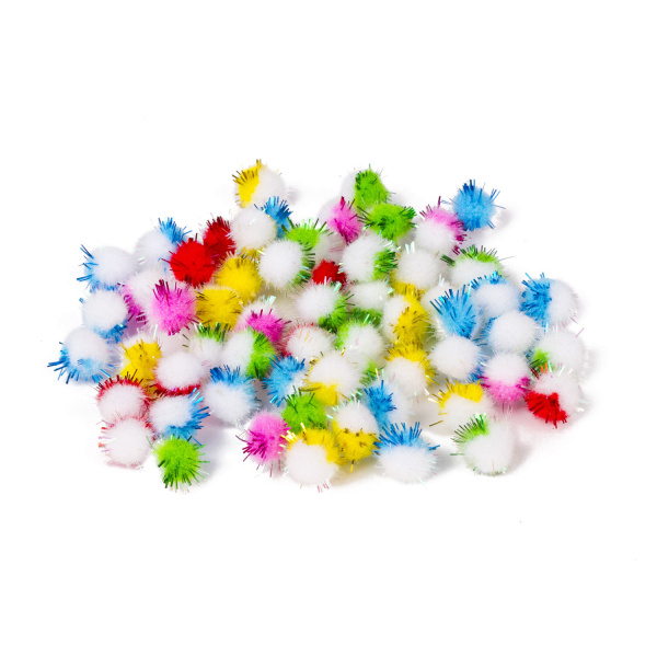 Помпоны для творчества, многоцветные, блестящие, 10 мм, 60 шт., ОСТРОВ СОКРОВИЩ, 661433 - Помпоны для творчества