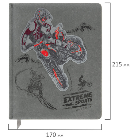 Дневник 1-11 класс 48 л., кожзам (твердая с поролоном), тиснение, аппликация, BRAUBERG, "Extreme", 106569 - Дневники универсальные